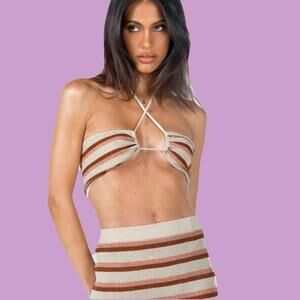 Princess polly Melina Beige stripe top